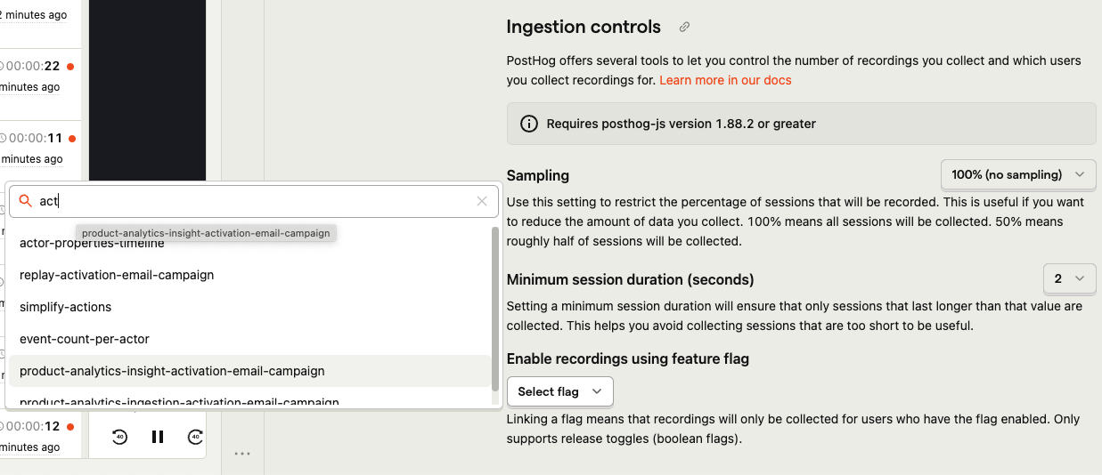 Choosing a flag to enable recordings